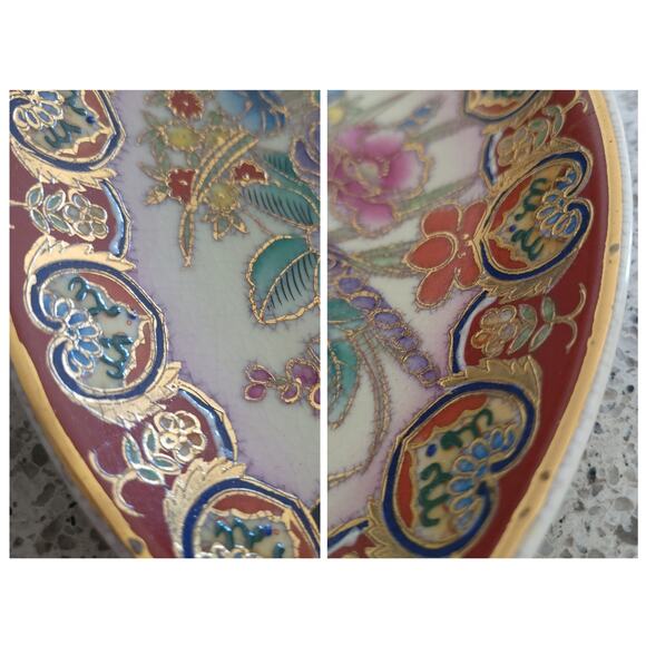 VTG Handpainted Asian Floral 22k Gold Gild Chinese Porcelain 10" Display Plate - Picture 6 of 16